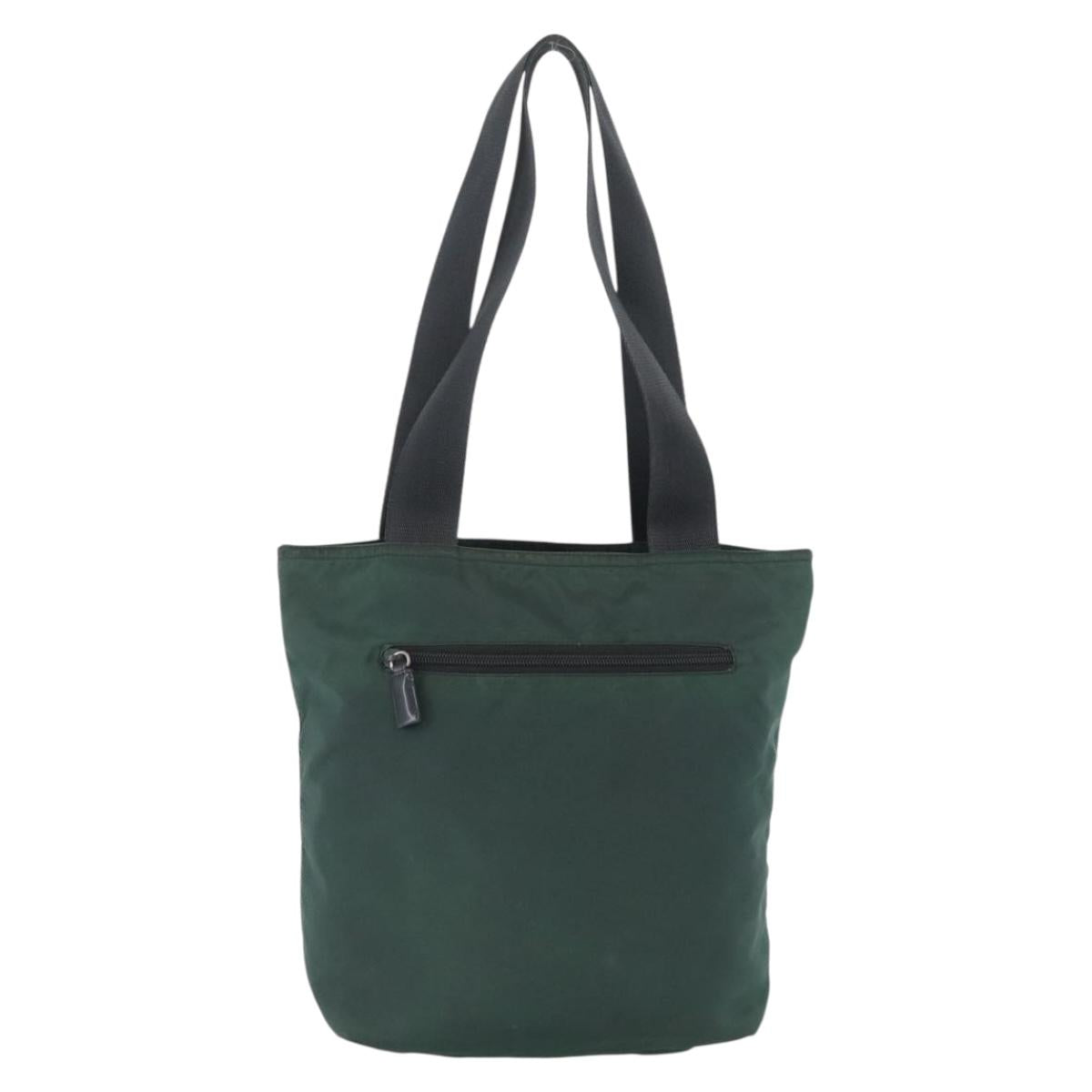 PRADA Tote Bag Nylon Green Silver Auth 170923A