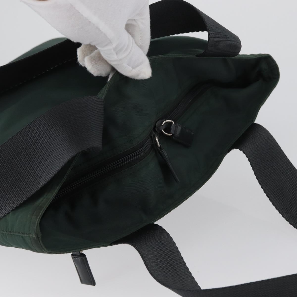 PRADA Tote Bag Nylon Green Silver Auth 170923A