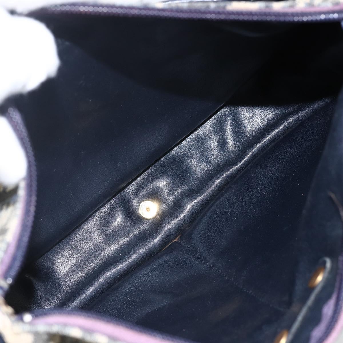 Christian Dior Trotter Canvas Shoulder Bag Navy Gold Auth 170926