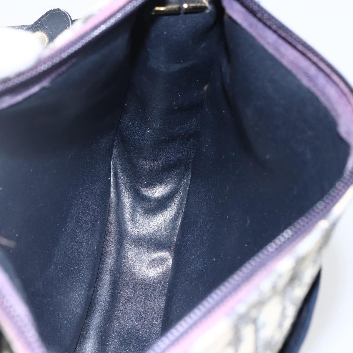 Christian Dior Trotter Canvas Shoulder Bag Navy Gold Auth 170926