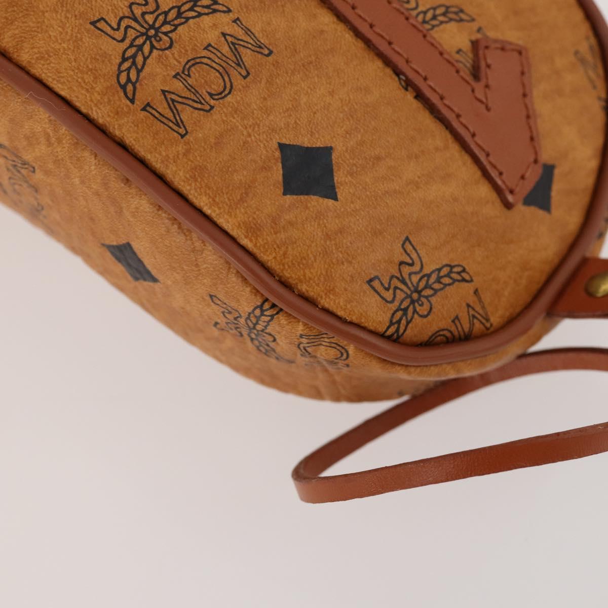 MCM Logogram Vicetos Golf Club Headcover PVC Leather Brown Gold Auth 170928