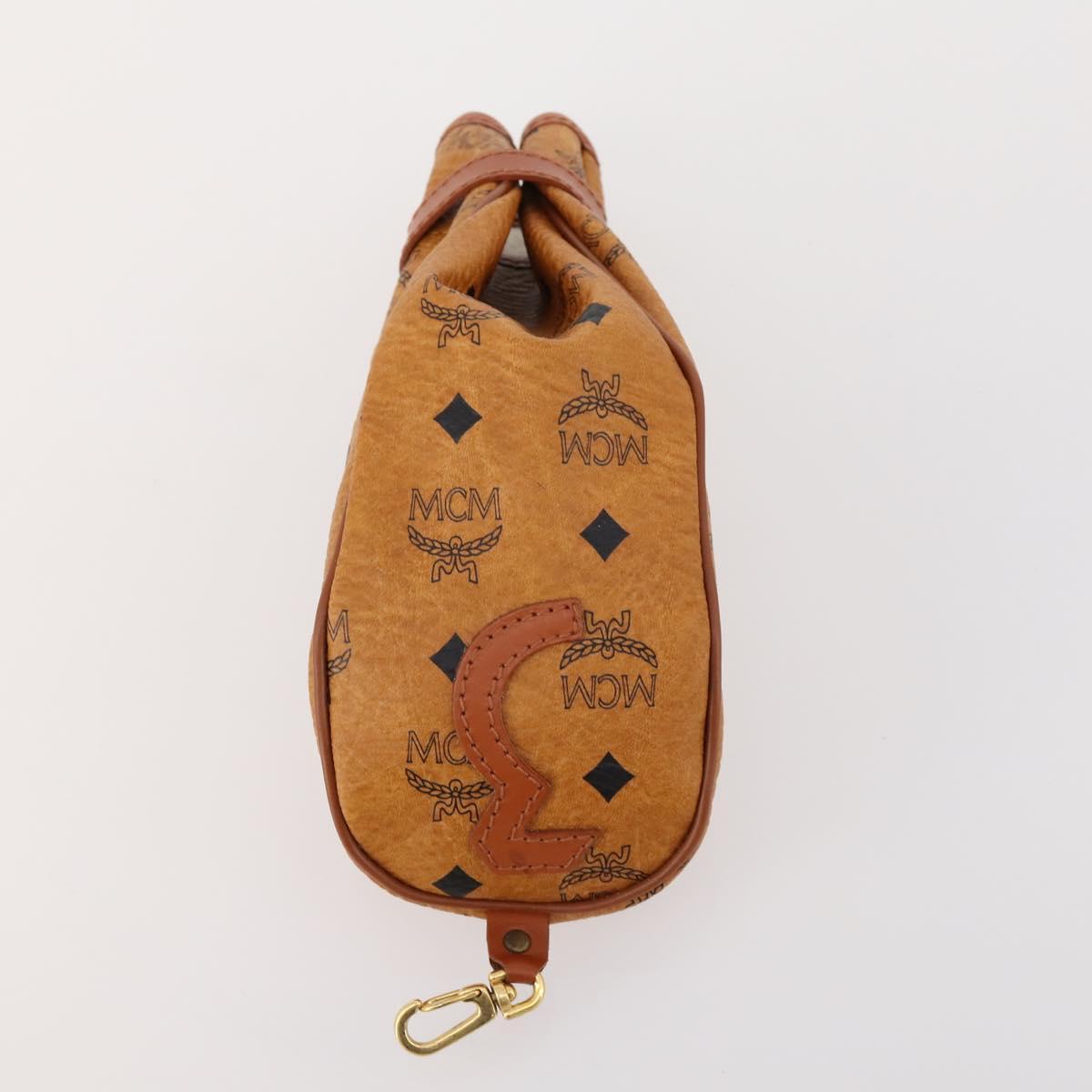 MCM Logogram Vicetos Golf Club Headcover PVC Leather Brown Gold Auth 170928