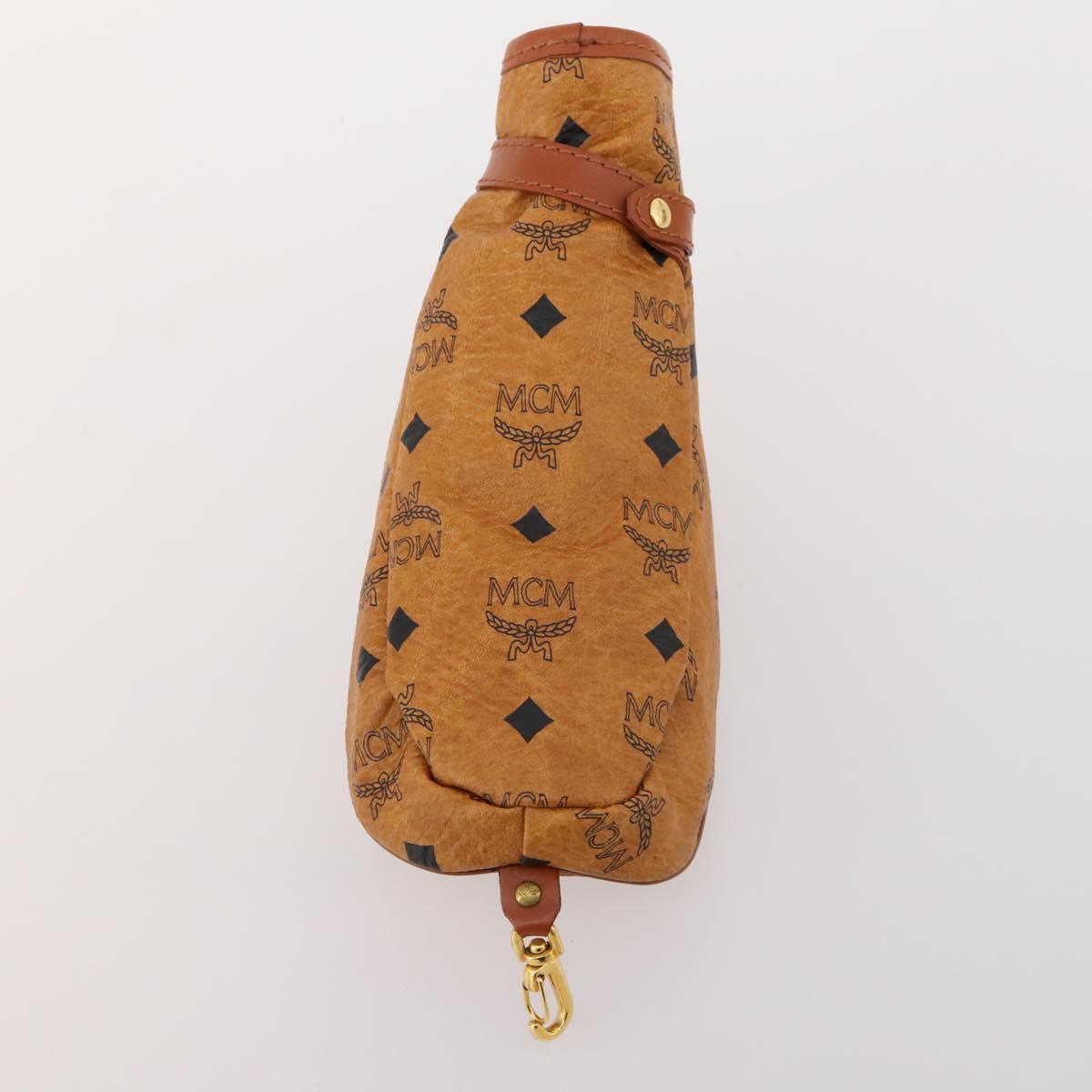 MCM Logogram Vicetos Golf Club Headcover PVC Leather Brown Gold Auth 170928