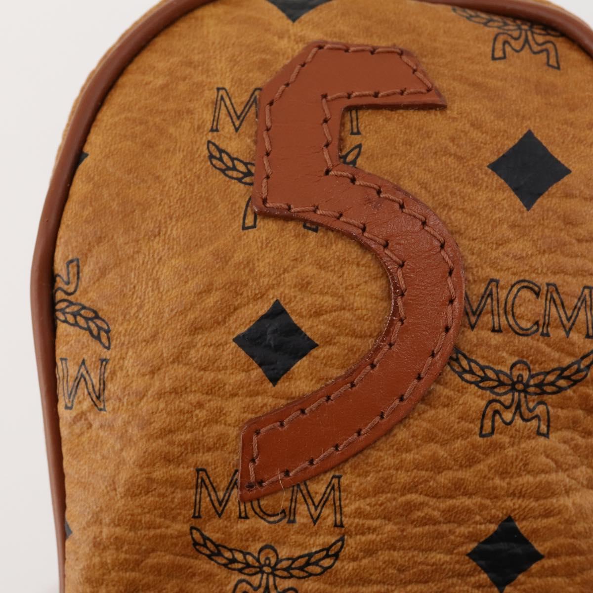 MCM Logogram Vicetos Golf Club Headcover PVC Leather Brown Gold Auth 170928
