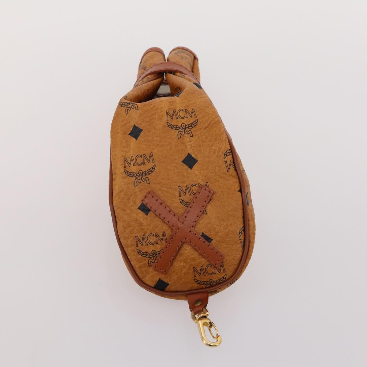 MCM Logogram Vicetos Golf Club Headcover PVC Leather Brown Gold Auth 170928