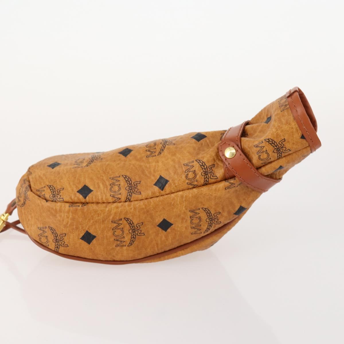 MCM Logogram Vicetos Golf Club Headcover PVC Leather Brown Gold Auth 170928