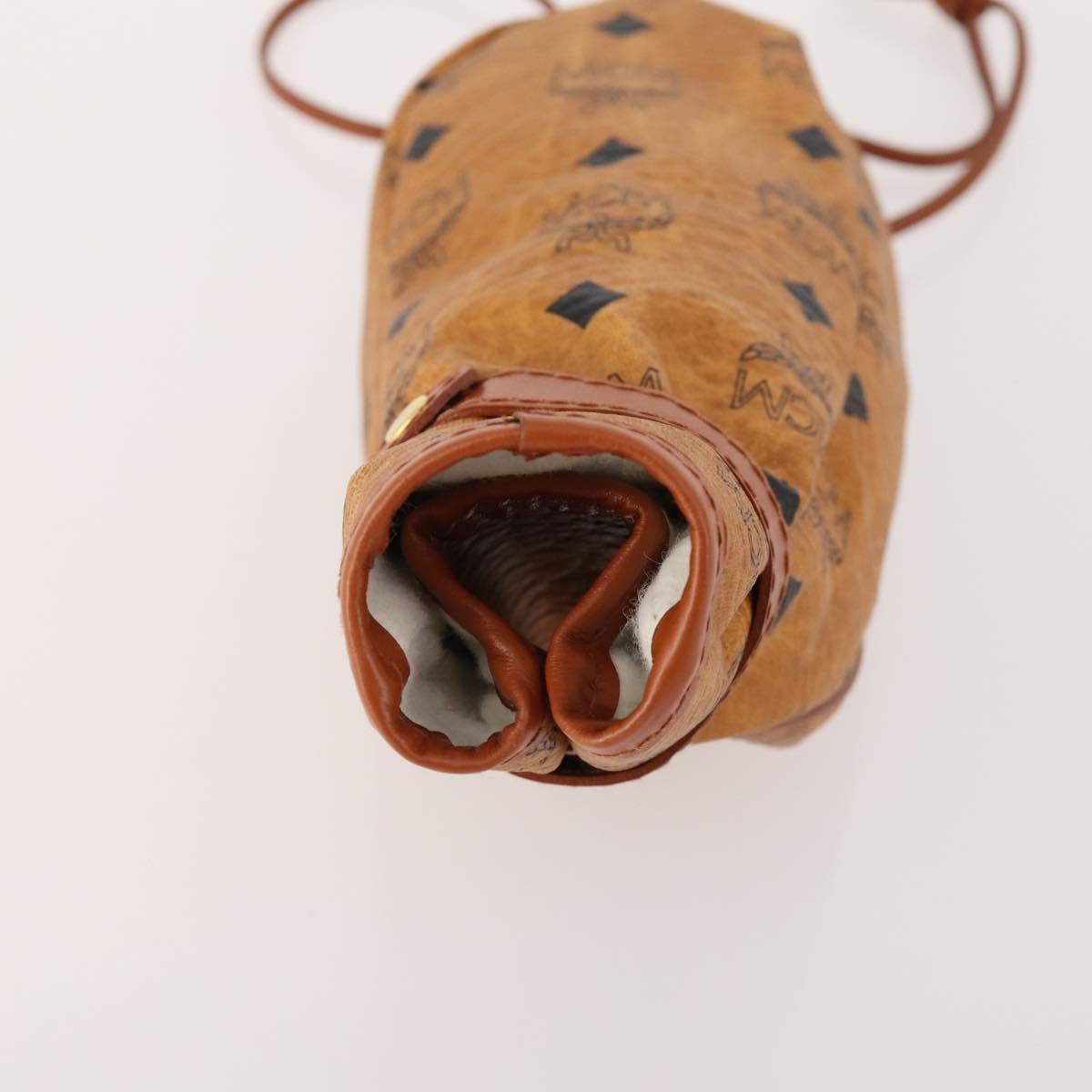 MCM Logogram Vicetos Golf Club Headcover PVC Leather Brown Gold Auth 170928
