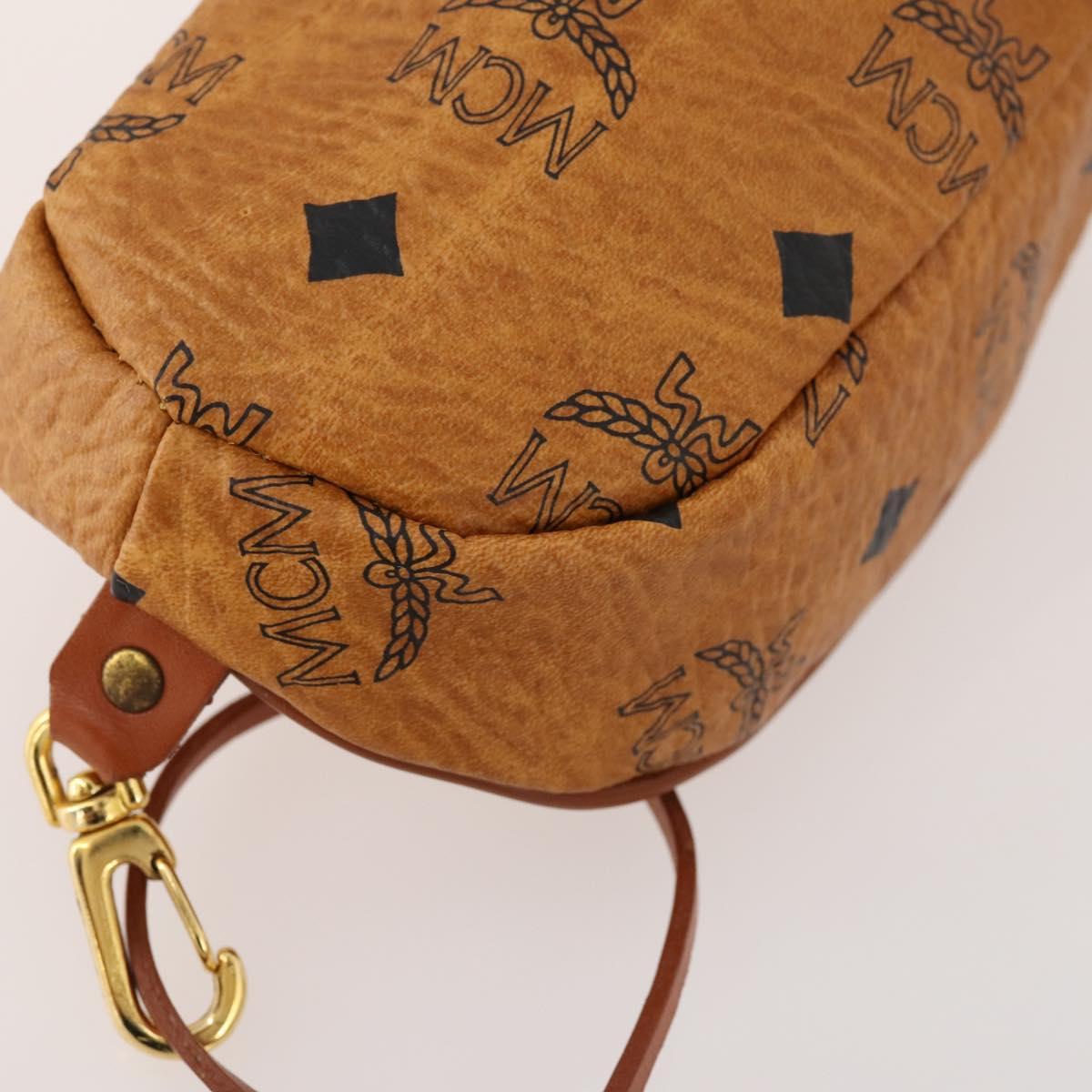 MCM Logogram Vicetos Golf Club Headcover PVC Leather Brown Gold Auth 170928