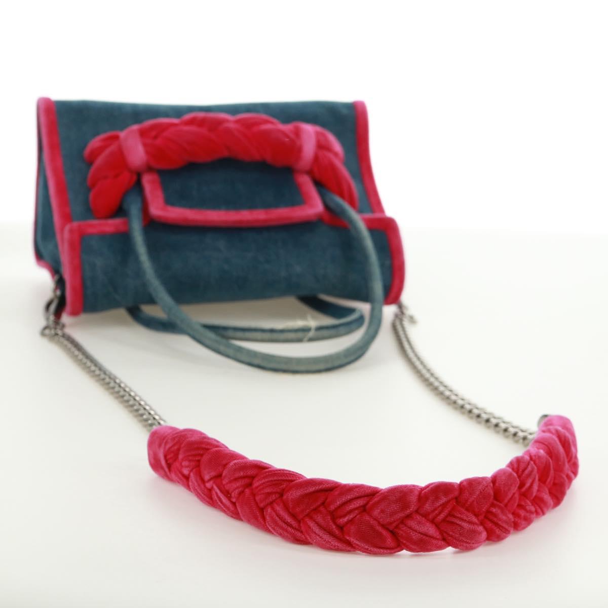 Miu Miu Chain Shoulder Bag Denim 2way Blue Auth 170929V