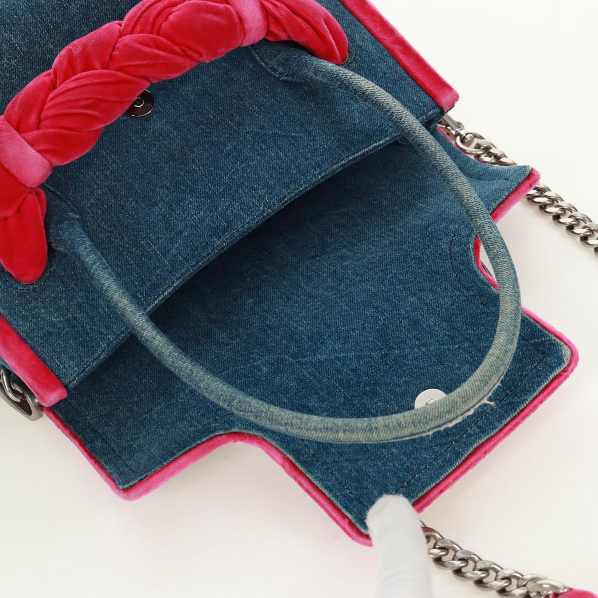 Miu Miu Chain Shoulder Bag Denim 2way Blue Auth 170929V