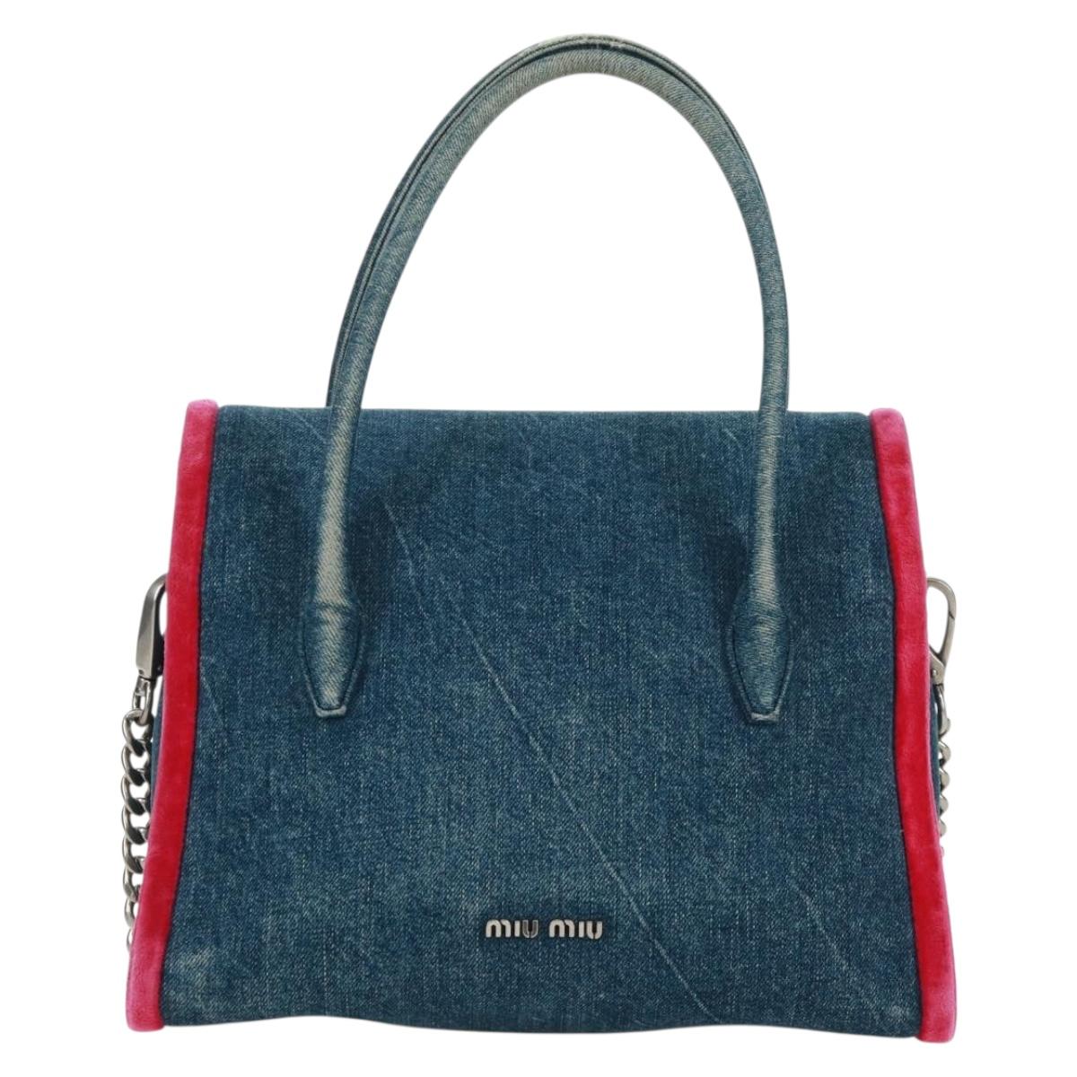 Miu Miu Chain Shoulder Bag Denim 2way Blue Auth 170929V