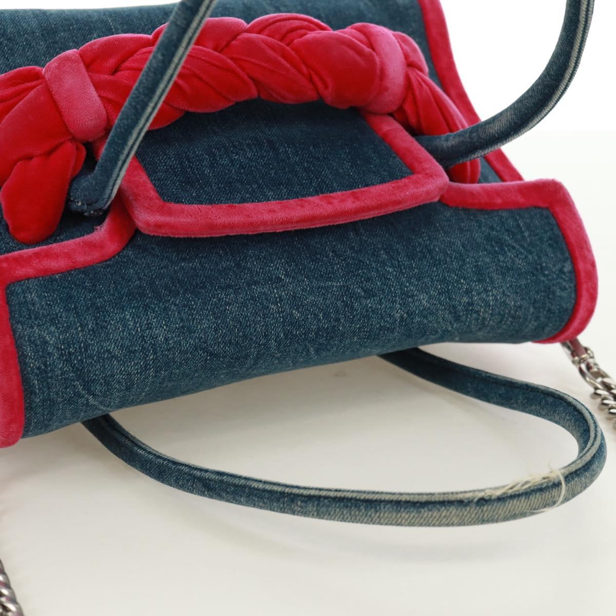 Miu Miu Chain Shoulder Bag Denim 2way Blue Auth 170929V
