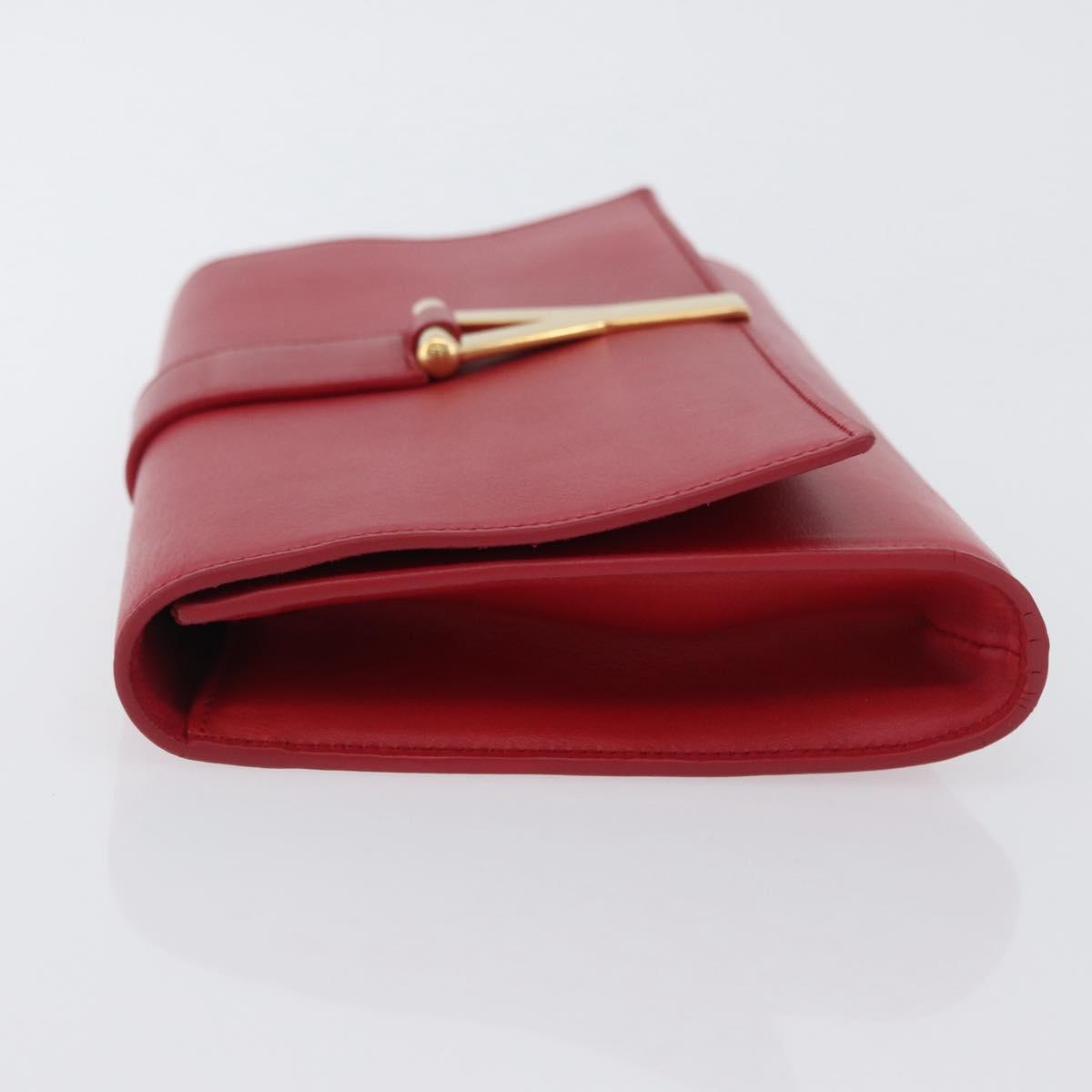 SAINT LAURENT Y Line Clutch Bag Leather Red Gold 311213 Auth 170930