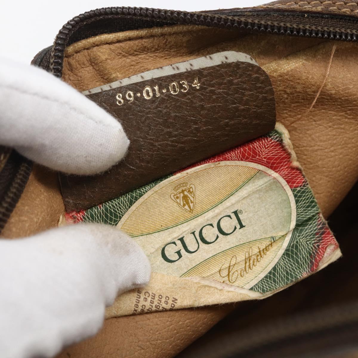 GUCCI GG Supreme Web Sherry Line Clutch Bag PVC Beige Gold 89 01 034 Auth 170931