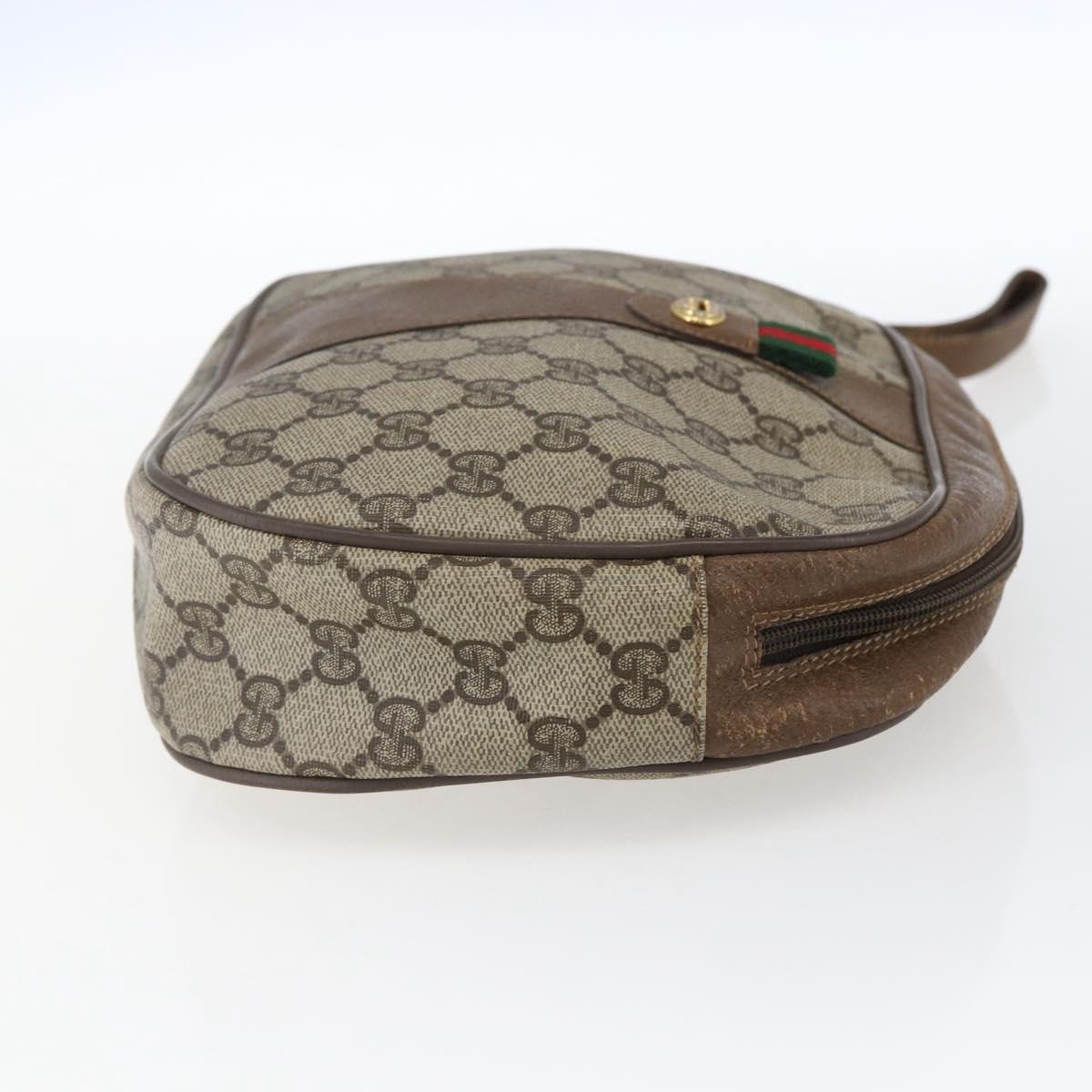 GUCCI GG Supreme Web Sherry Line Clutch Bag PVC Beige Gold 89 01 034 Auth 170931