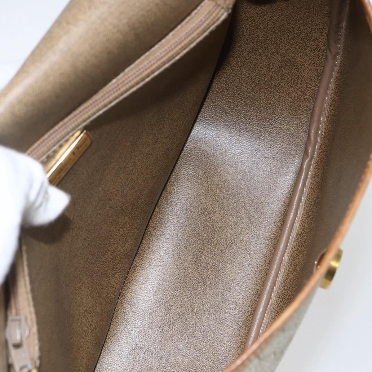 Christian Dior Honeycomb Canvas Shoulder Bag PVC Beige Gold Auth 170932