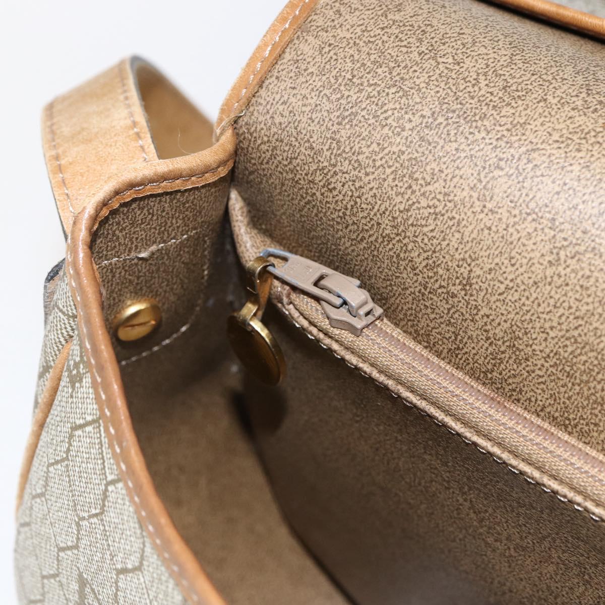 Christian Dior Honeycomb Canvas Shoulder Bag PVC Beige Gold Auth 170932