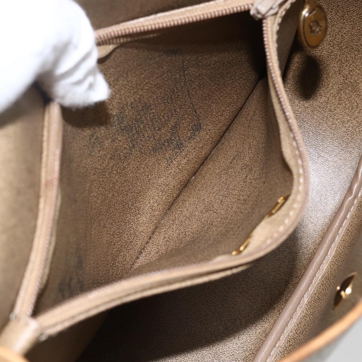 Christian Dior Honeycomb Canvas Shoulder Bag PVC Beige Gold Auth 170932