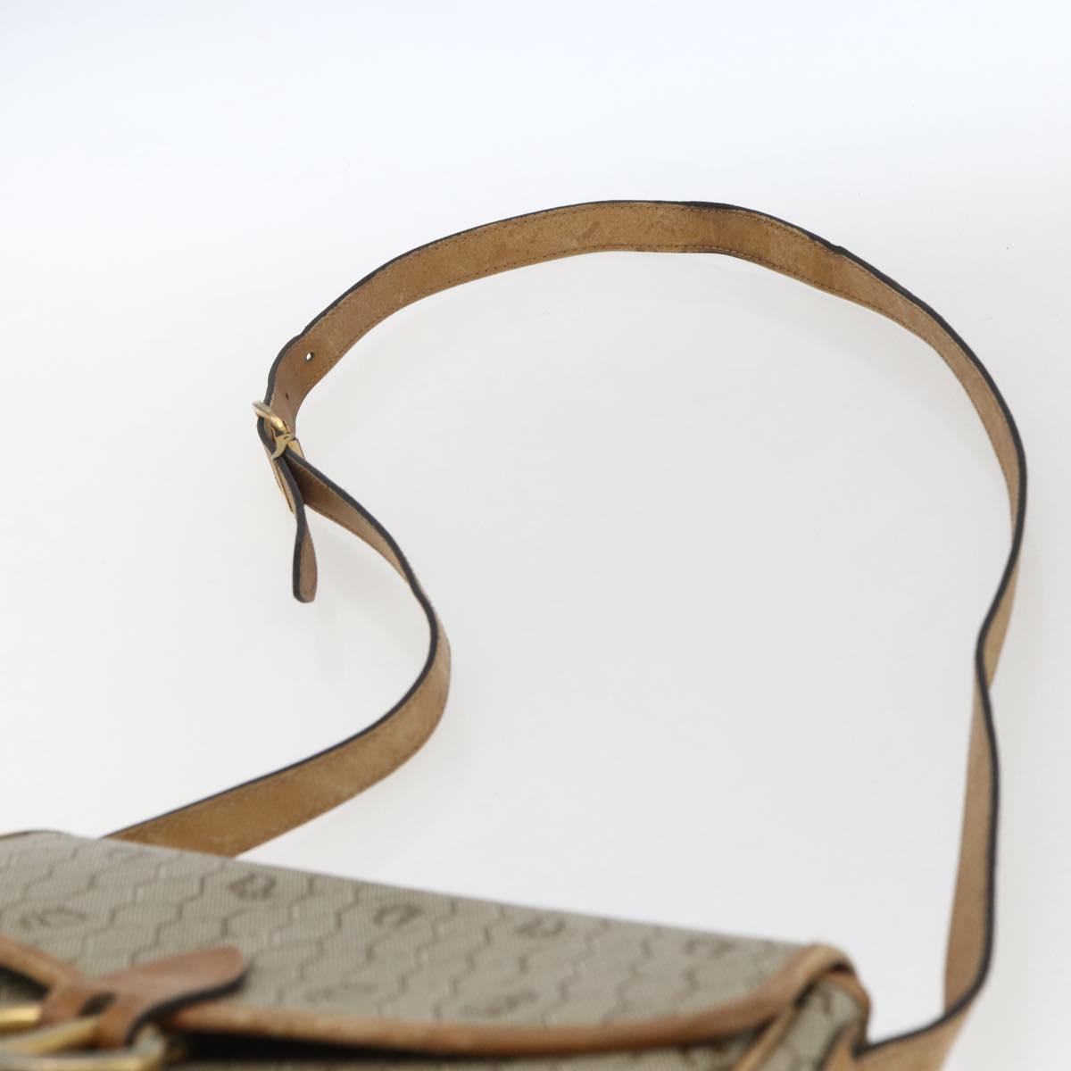 Christian Dior Honeycomb Canvas Shoulder Bag PVC Beige Gold Auth 170932