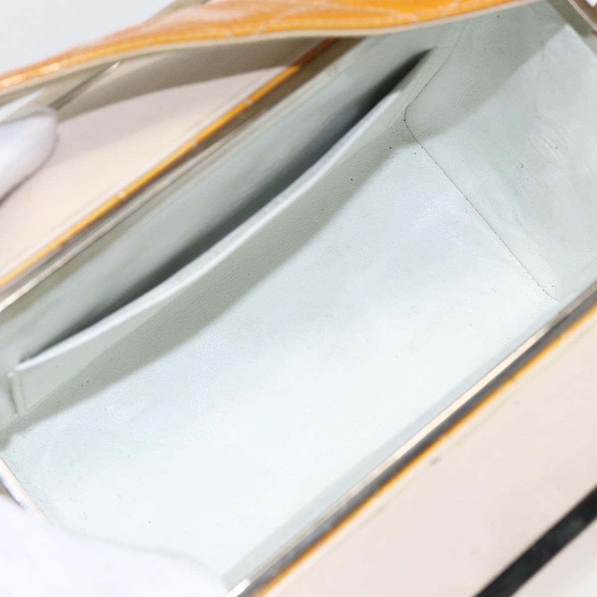 CHANEL Matelasse Vanity Box Patent leather Yellow Silver CC Auth 170933