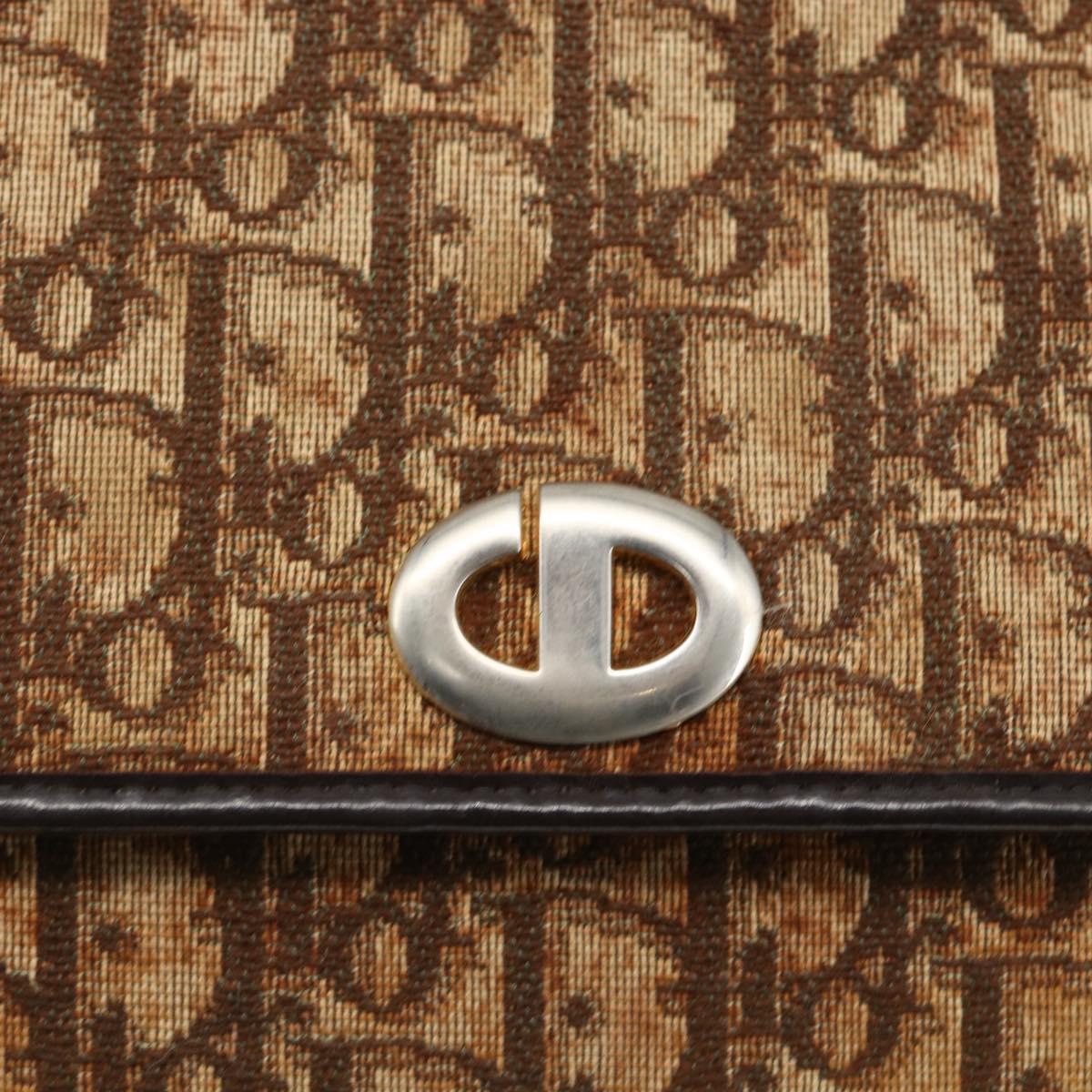 Christian Dior Trotter Canvas Shoulder Bag Beige Gold Auth 170939