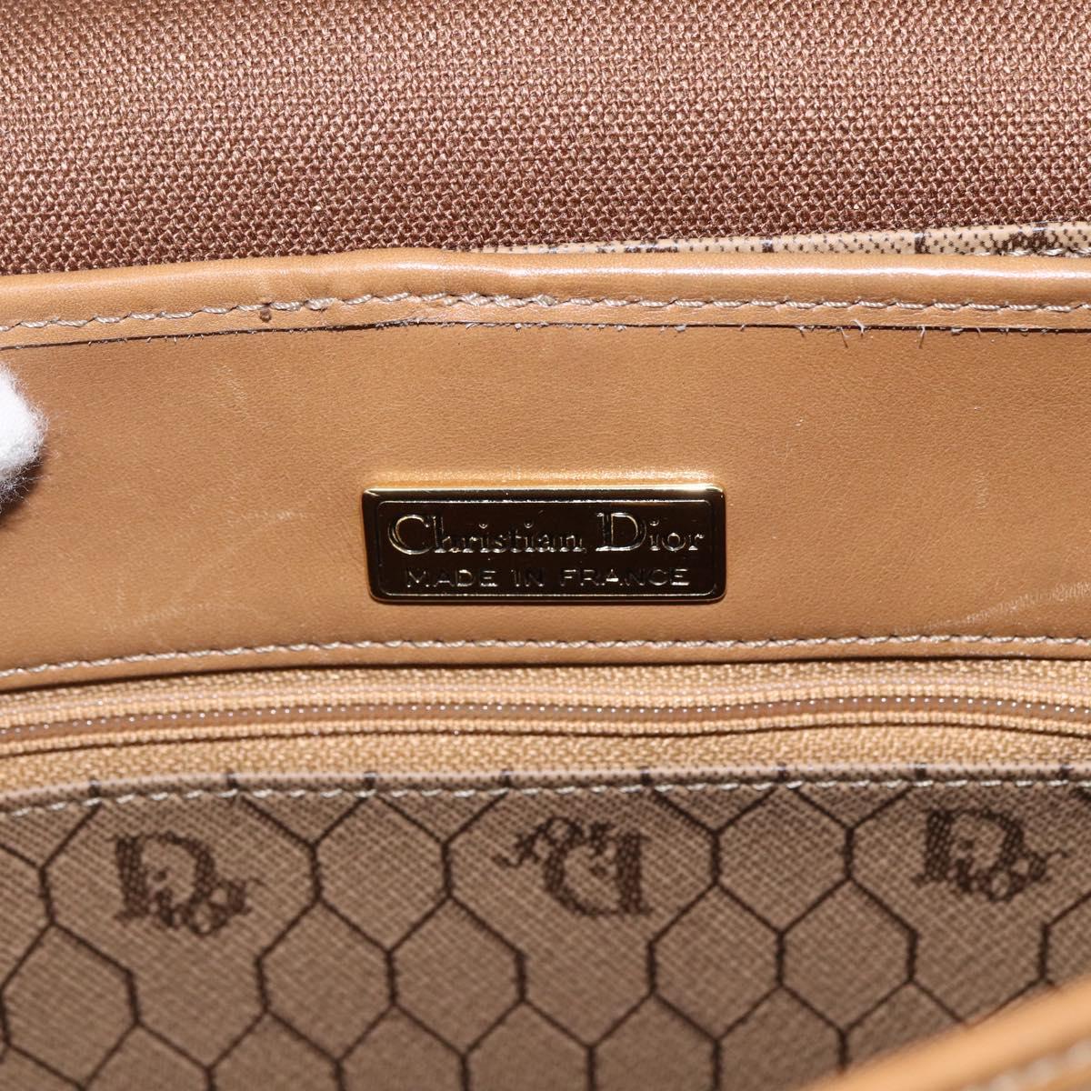 Christian Dior Honeycomb Canvas Shoulder Bag PVC Brown Gold Auth 170940