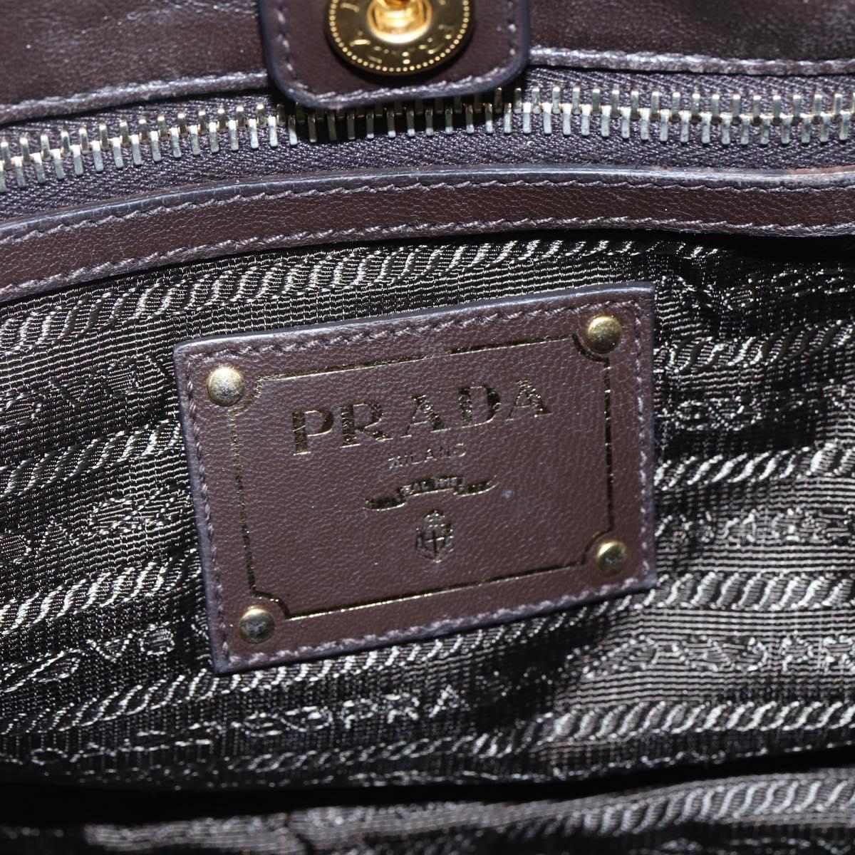 PRADA Hand Bag Nylon 2way Khaki Gold Auth 170942