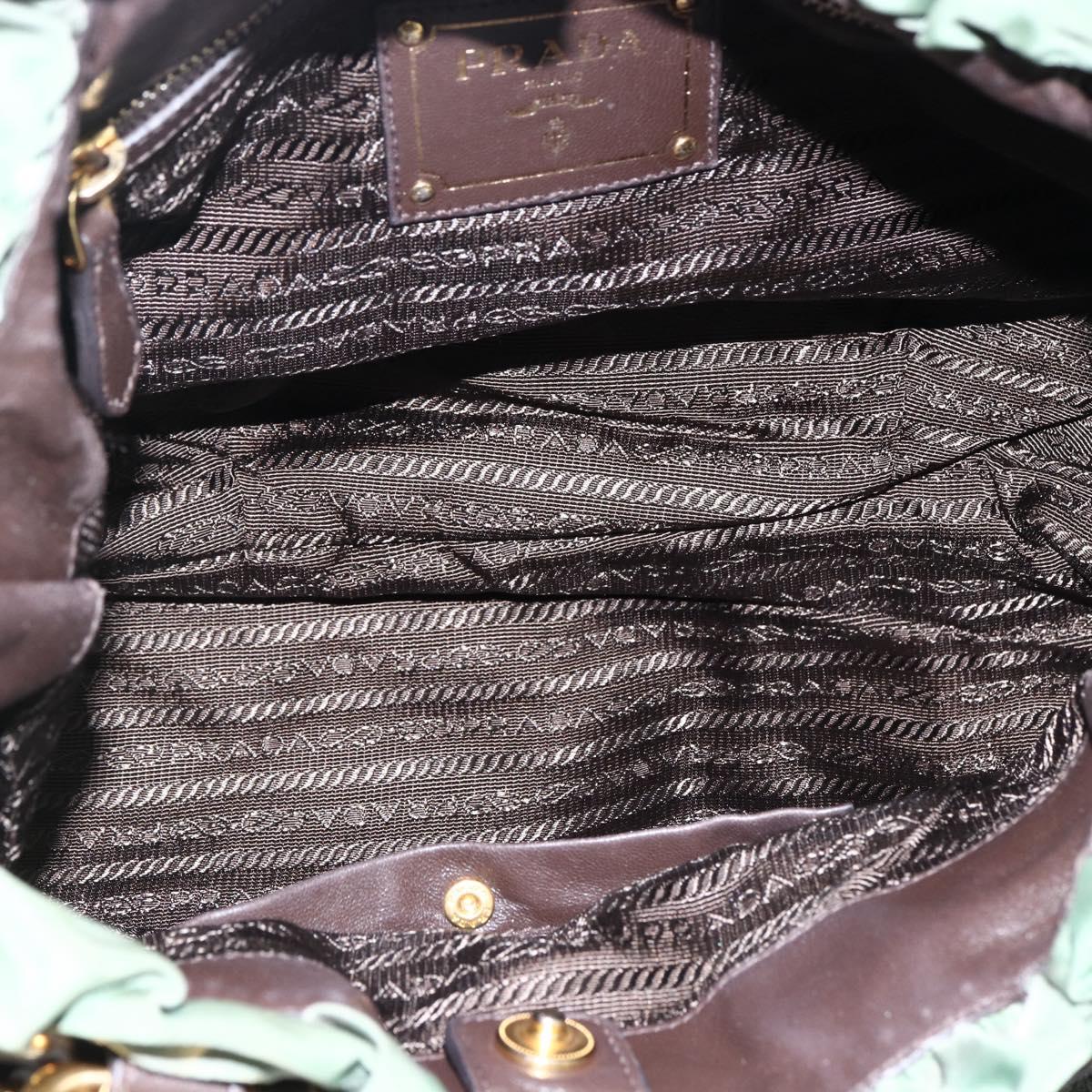 PRADA Hand Bag Nylon 2way Khaki Gold Auth 170942