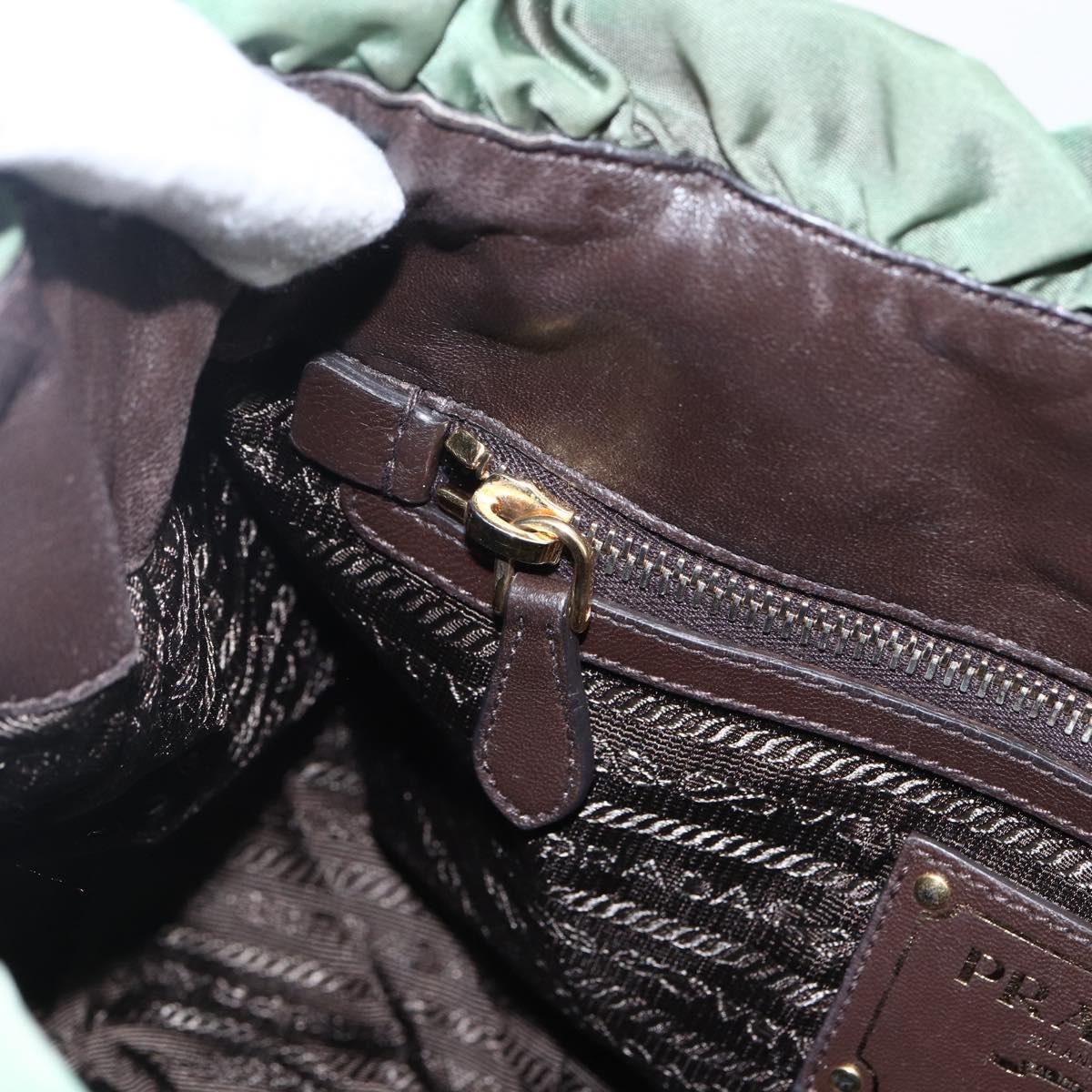PRADA Hand Bag Nylon 2way Khaki Gold Auth 170942