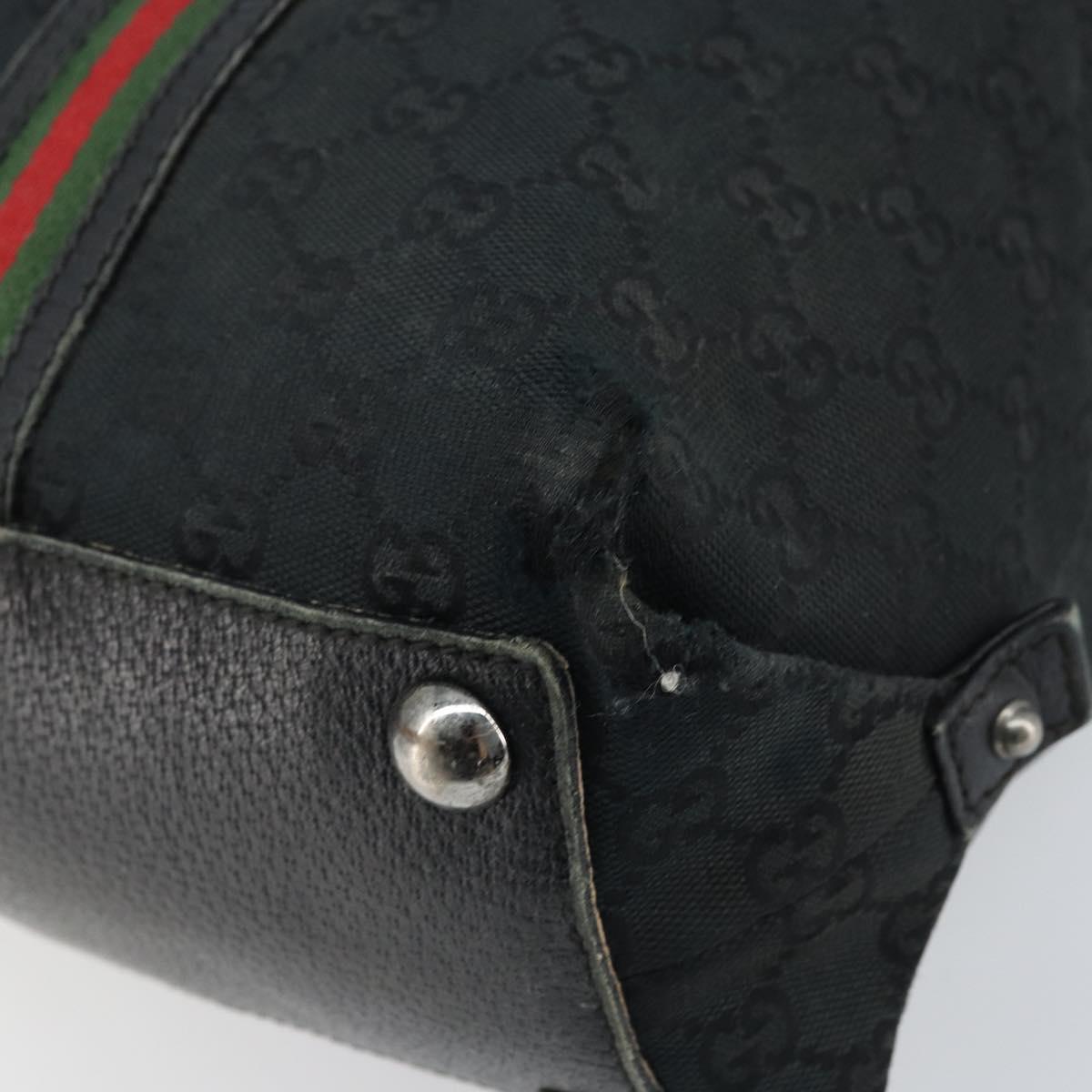 GUCCI GG Canvas Web Sherry Line Tote Bag Black 132898 Auth 170944