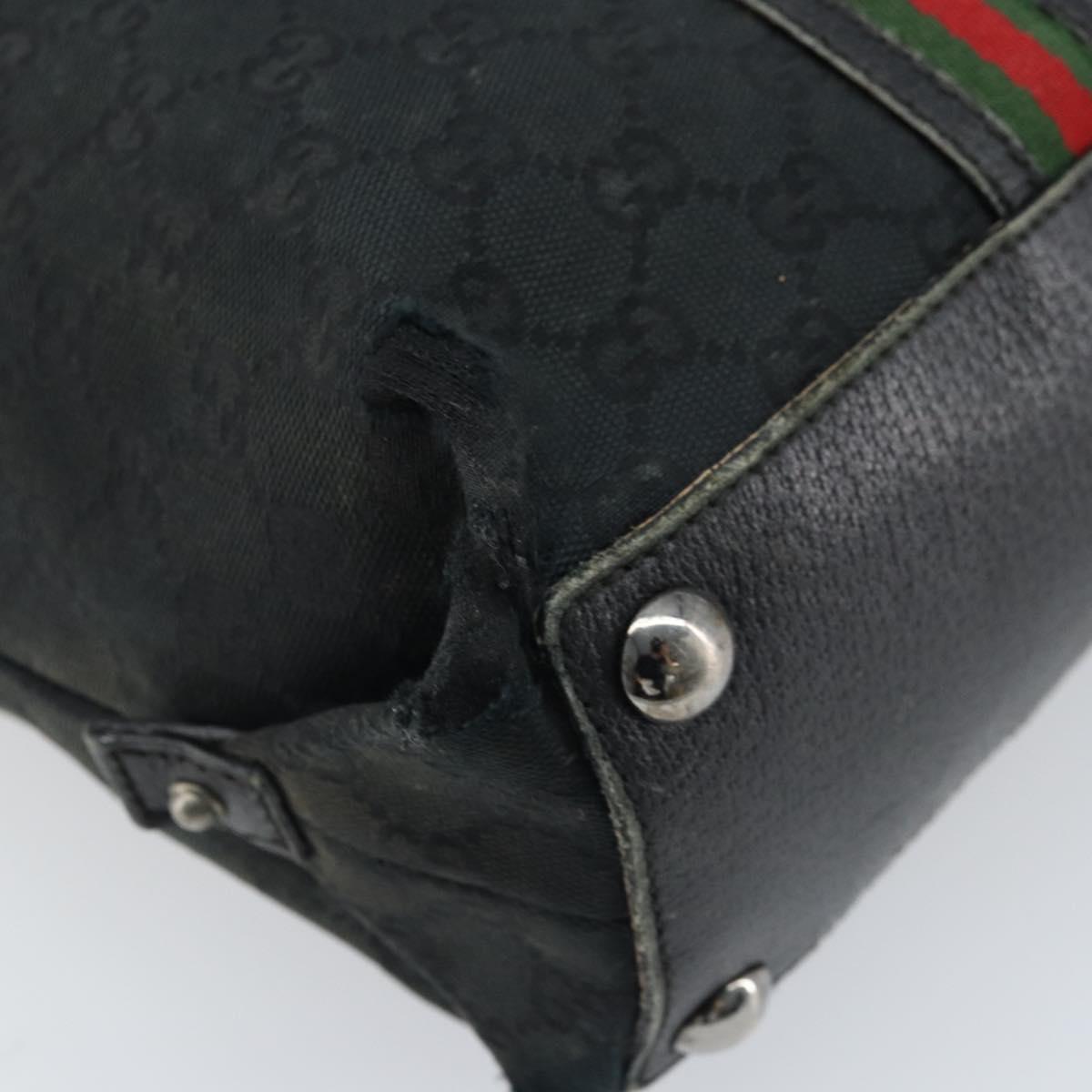 GUCCI GG Canvas Web Sherry Line Tote Bag Black 132898 Auth 170944