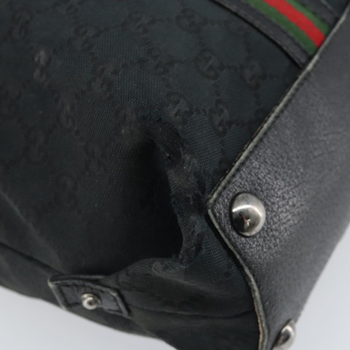 GUCCI GG Canvas Web Sherry Line Tote Bag Black 132898 Auth 170944