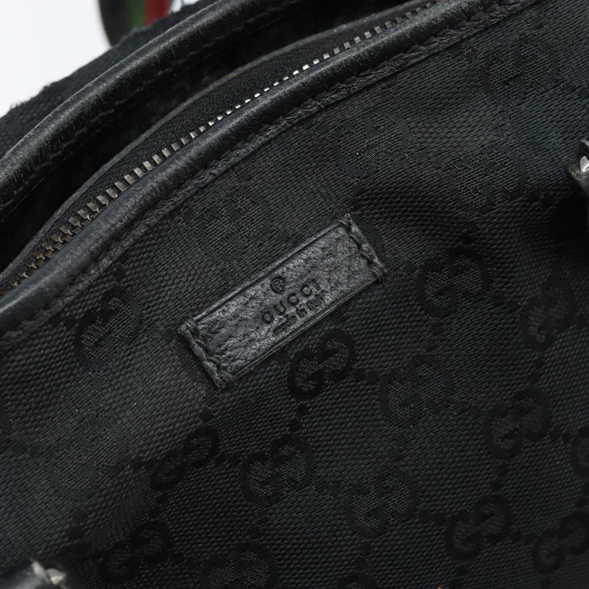 GUCCI GG Canvas Web Sherry Line Tote Bag Black 132898 Auth 170944