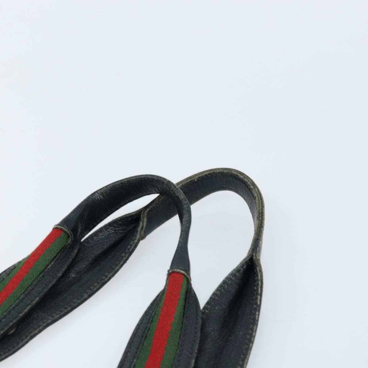 GUCCI GG Canvas Web Sherry Line Tote Bag Black 132898 Auth 170944