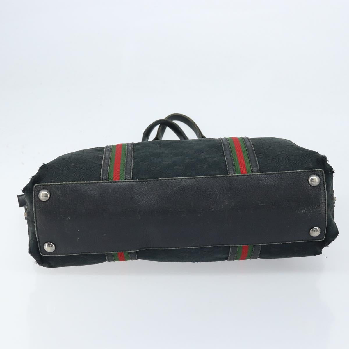 GUCCI GG Canvas Web Sherry Line Tote Bag Black 132898 Auth 170944