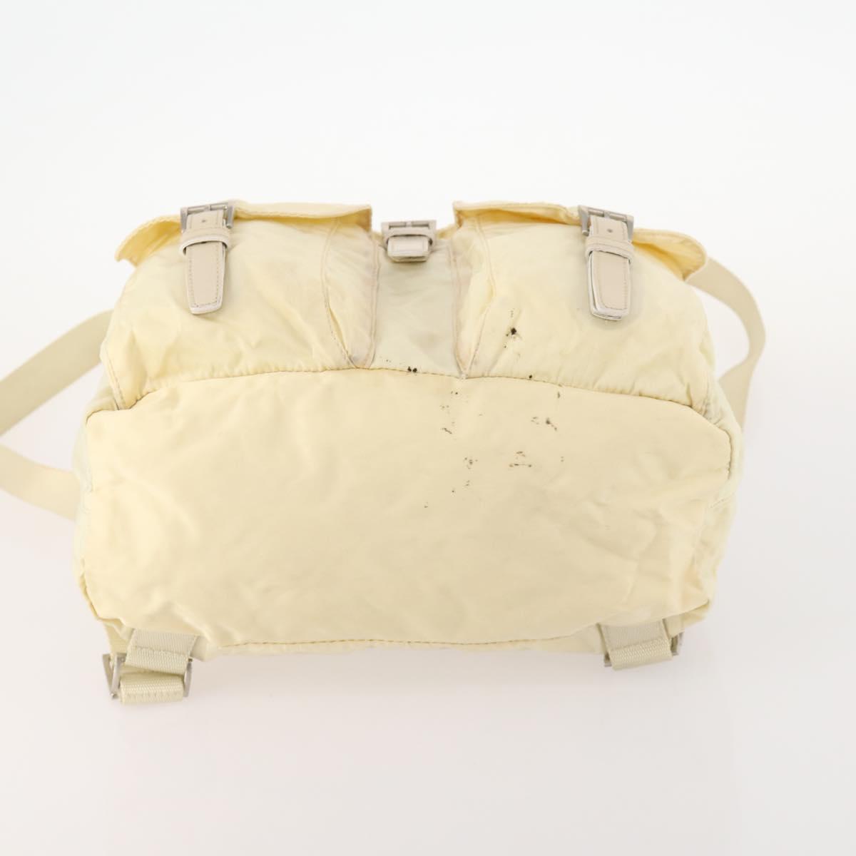 PRADA Backpack Nylon White Silver Auth 170947