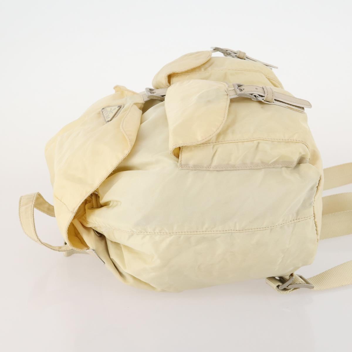 PRADA Backpack Nylon White Silver Auth 170947