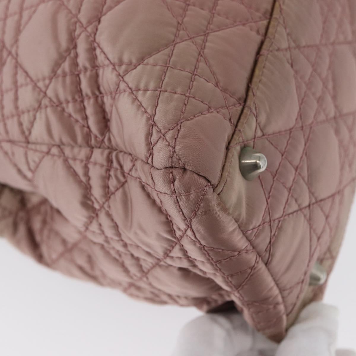 Christian Dior Canage Hand Bag Nylon Pink Silver Auth 170948