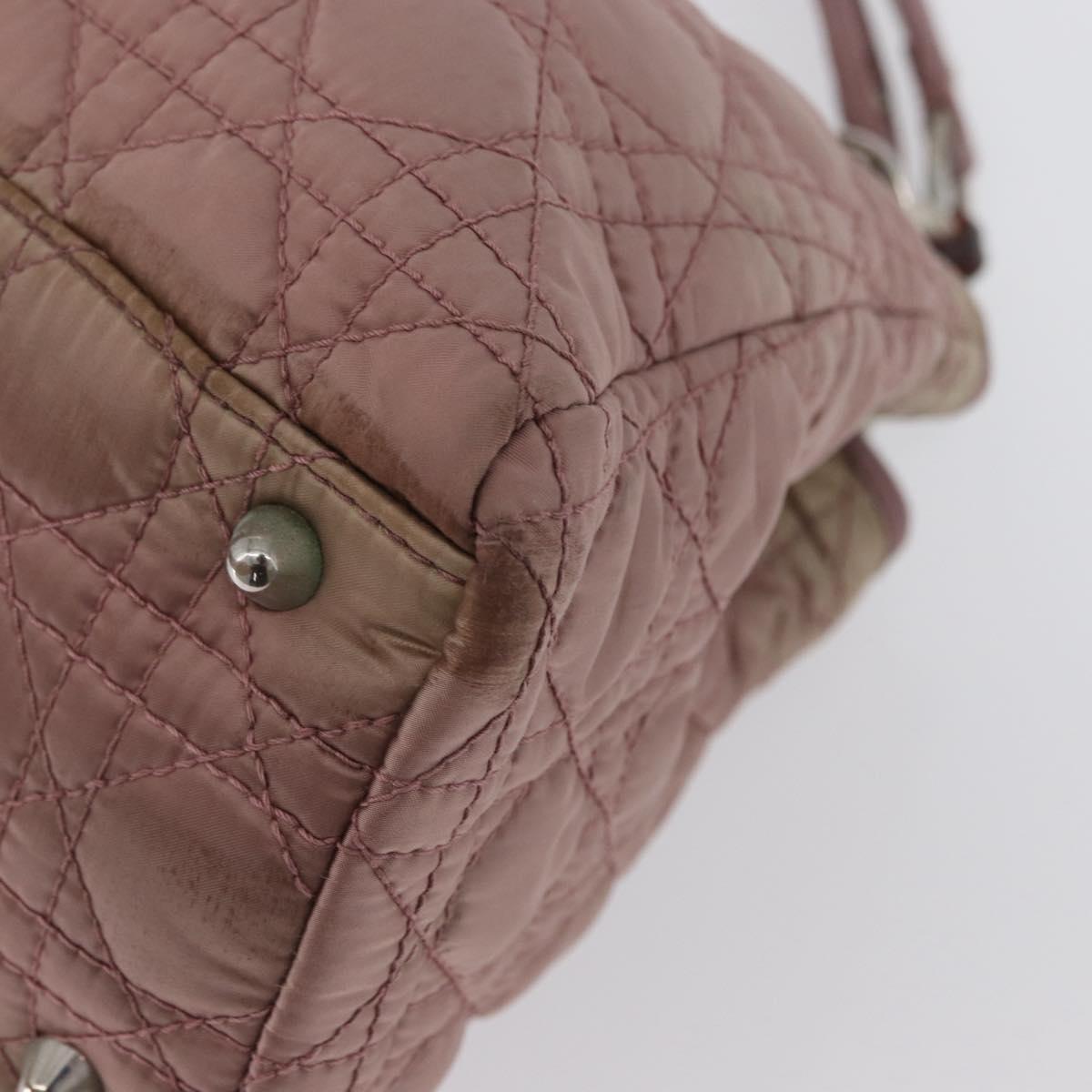 Christian Dior Canage Hand Bag Nylon Pink Silver Auth 170948