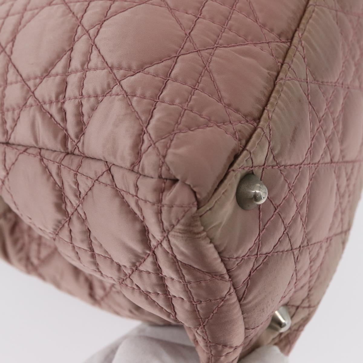 Christian Dior Canage Hand Bag Nylon Pink Silver Auth 170948