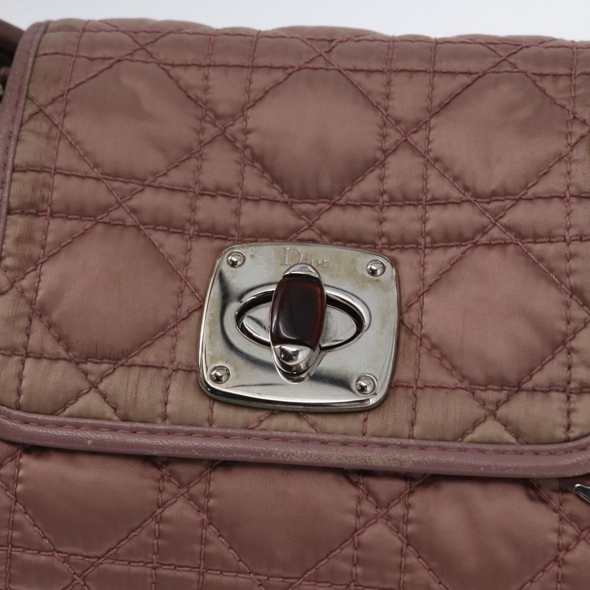 Christian Dior Canage Hand Bag Nylon Pink Silver Auth 170948