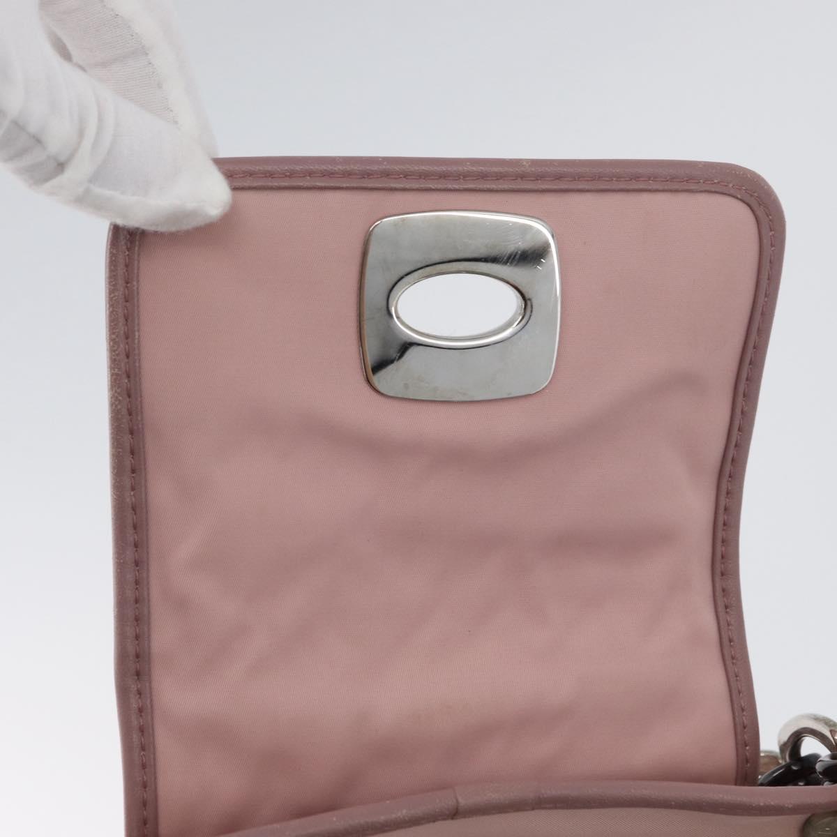 Christian Dior Canage Hand Bag Nylon Pink Silver Auth 170948