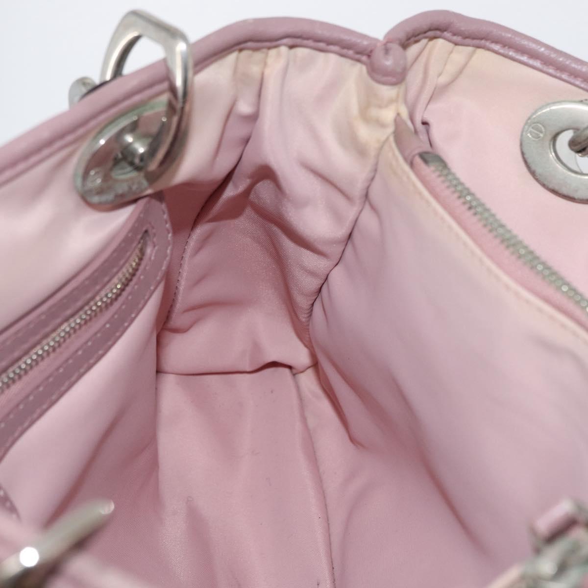 Christian Dior Canage Hand Bag Nylon Pink Silver Auth 170948