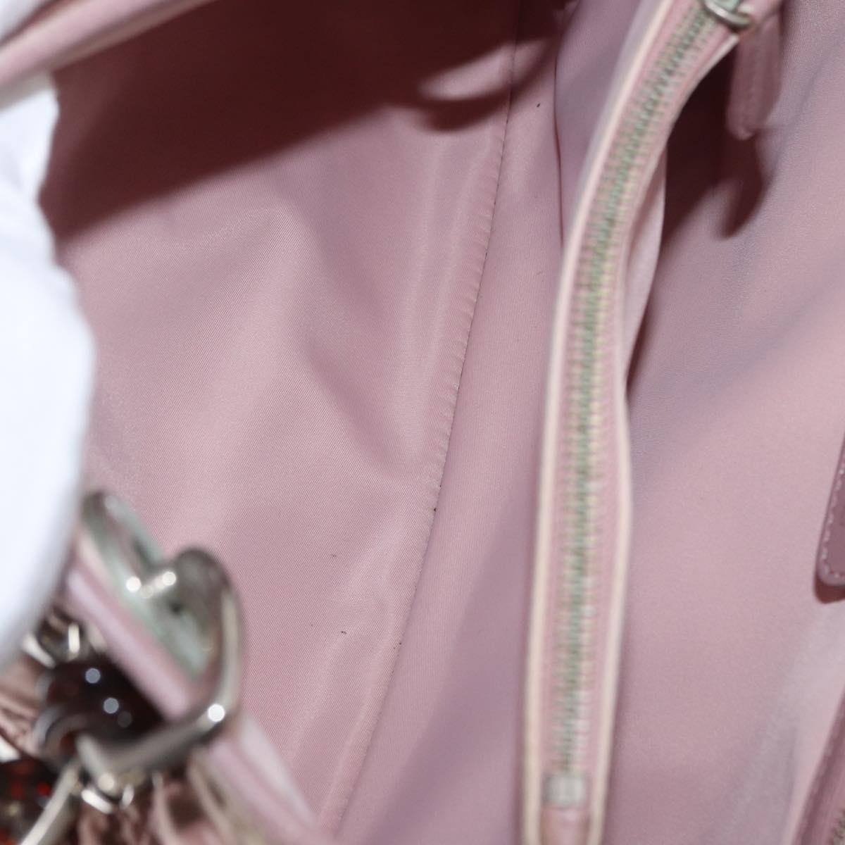 Christian Dior Canage Hand Bag Nylon Pink Silver Auth 170948
