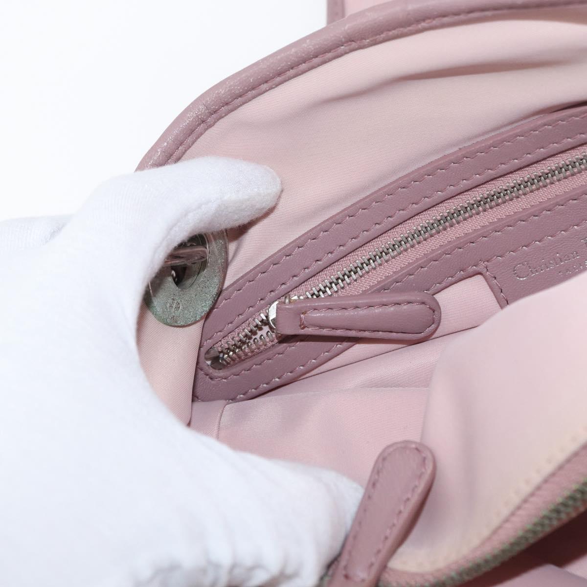 Christian Dior Canage Hand Bag Nylon Pink Silver Auth 170948