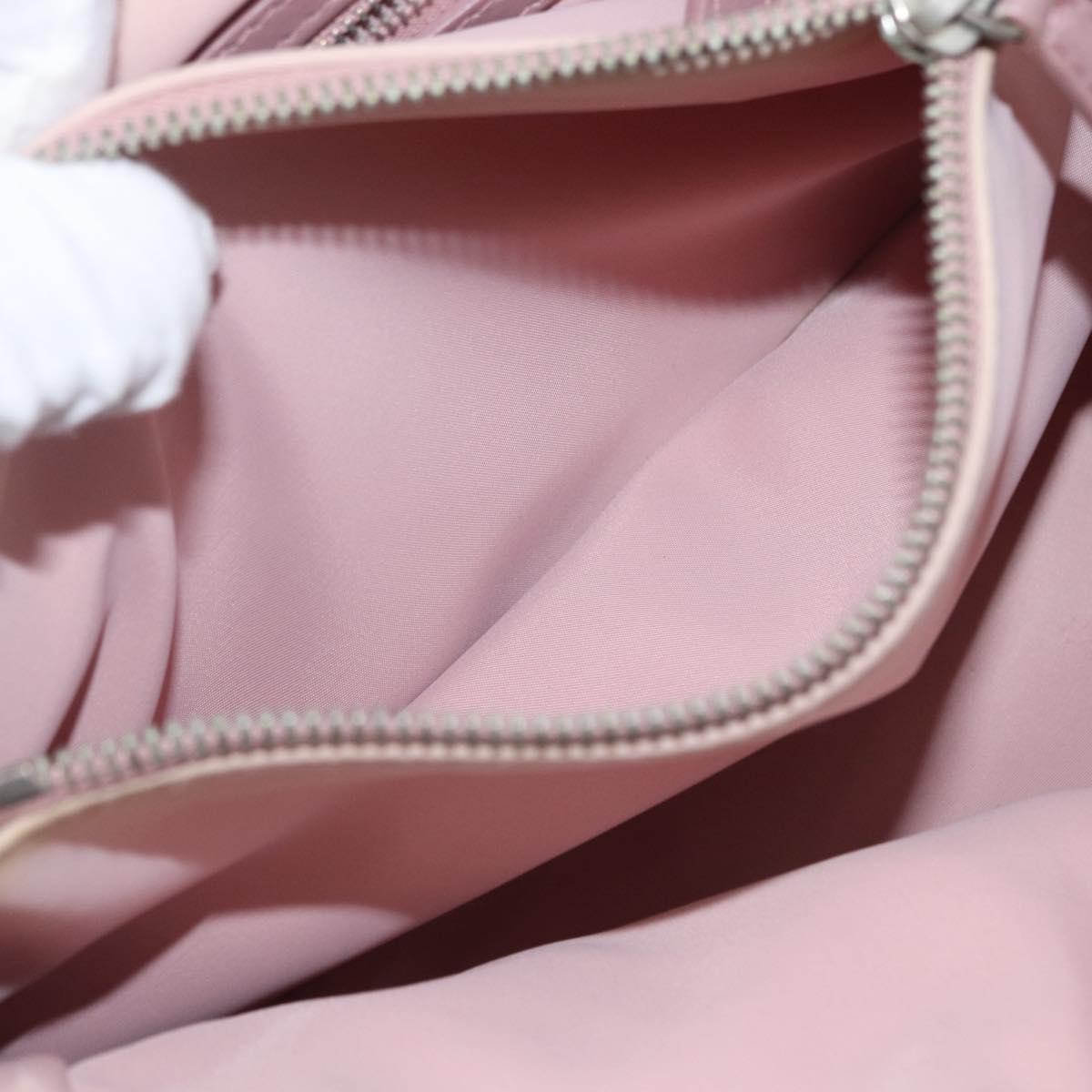 Christian Dior Canage Hand Bag Nylon Pink Silver Auth 170948