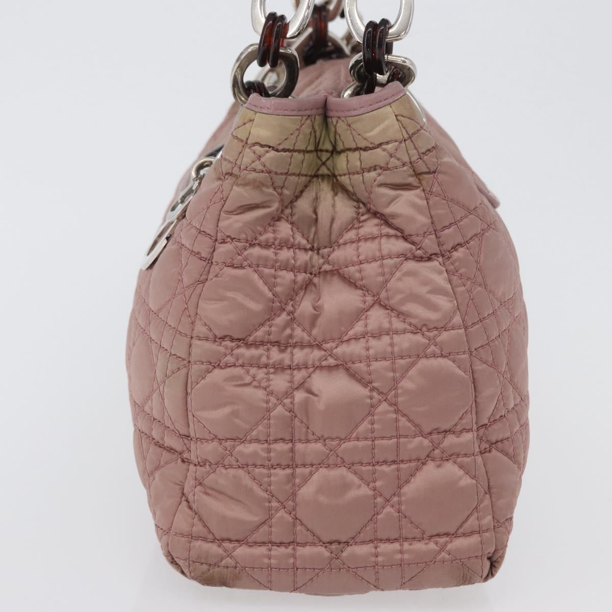 Christian Dior Canage Hand Bag Nylon Pink Silver Auth 170948