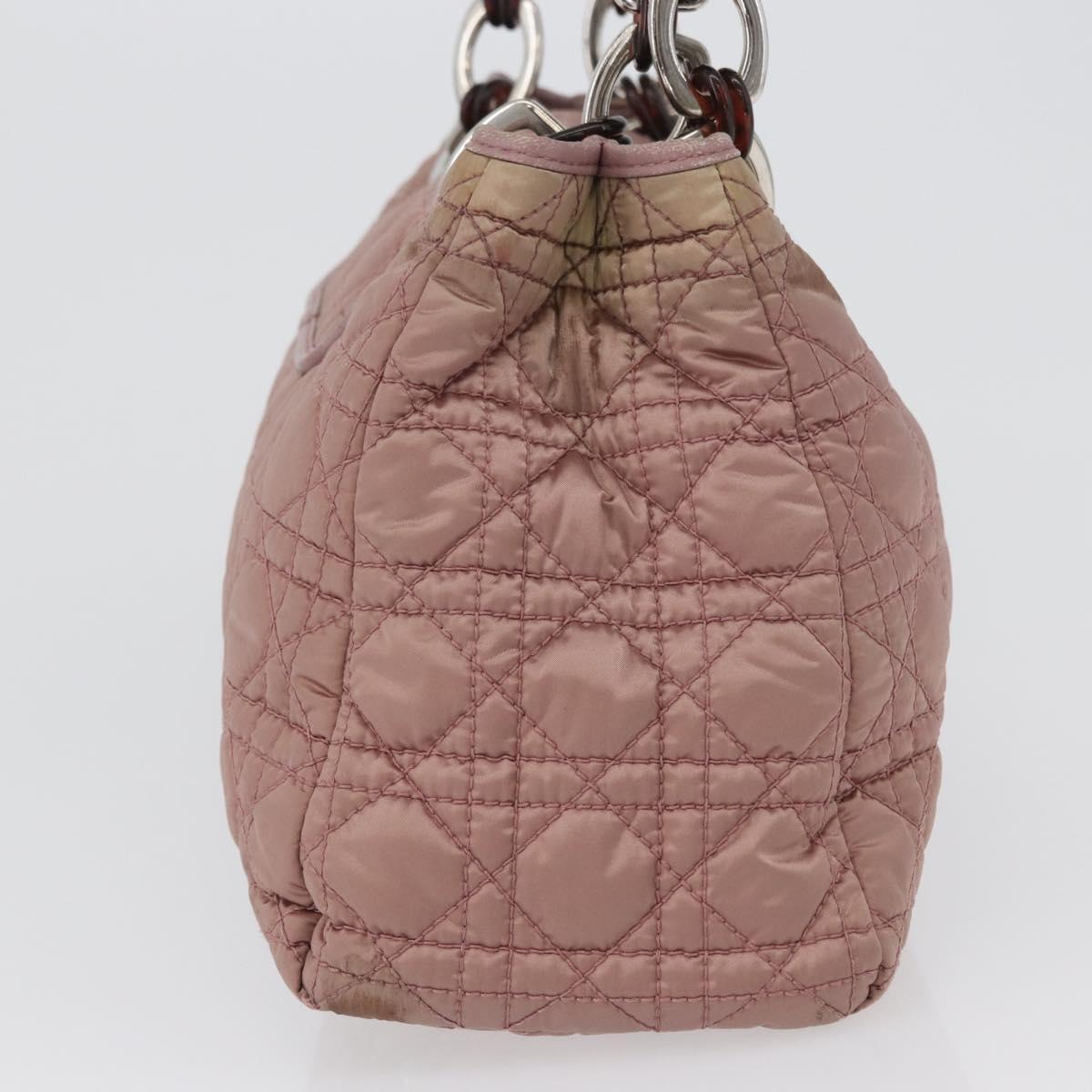 Christian Dior Canage Hand Bag Nylon Pink Silver Auth 170948