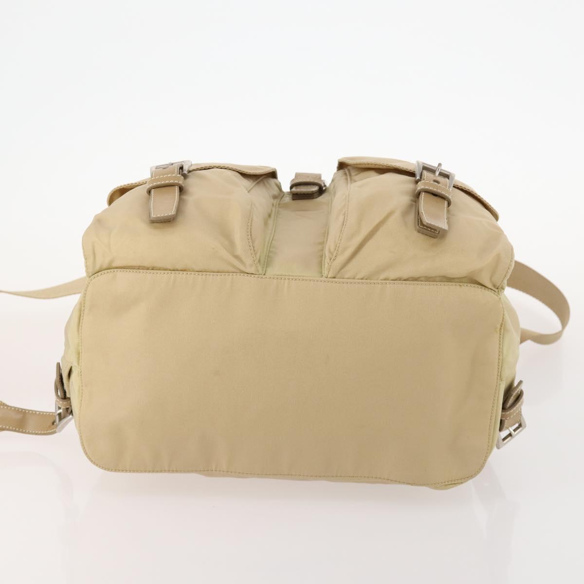 PRADA Backpack Nylon Beige Silver Auth 170950
