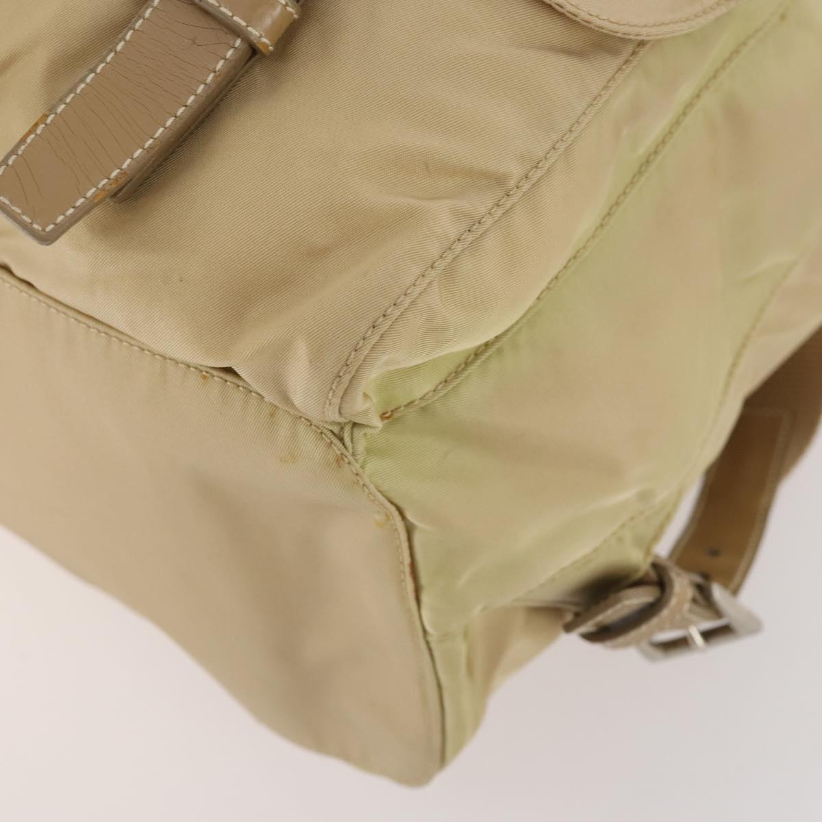 PRADA Backpack Nylon Beige Silver Auth 170950
